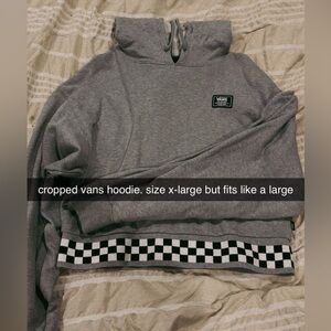 Vans Heather Gray Hoodie with Checkered Hem